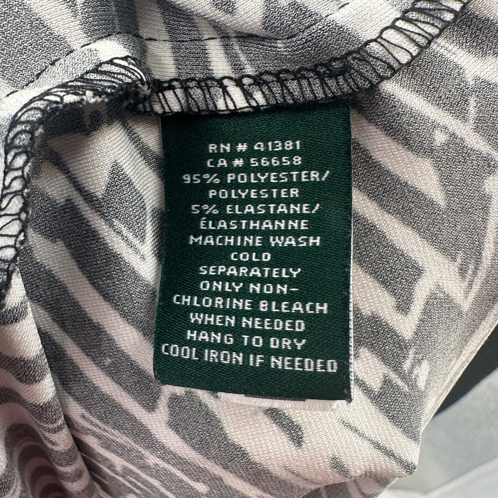 Lauren Ralph Lauren Women's Collared Long Sleeve Wrap Dress in Black/White Print - Picture 3 of 5